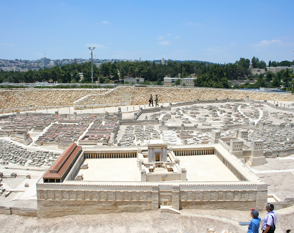 The Second Temple Model of Jerusalem on an Israel Revealed tour with LDS licensed guides Daniel & Steven Rona.