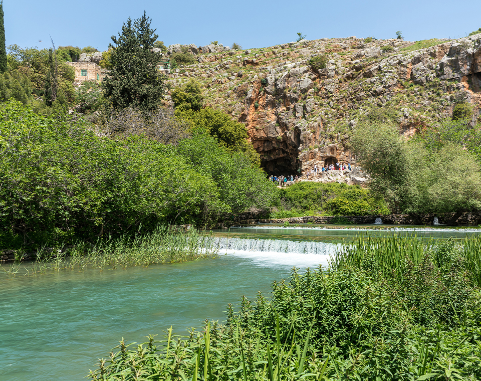 Crystal clear streams of the Jordan River headwaters at Caesarea Philippi with Israel Revealed tour.