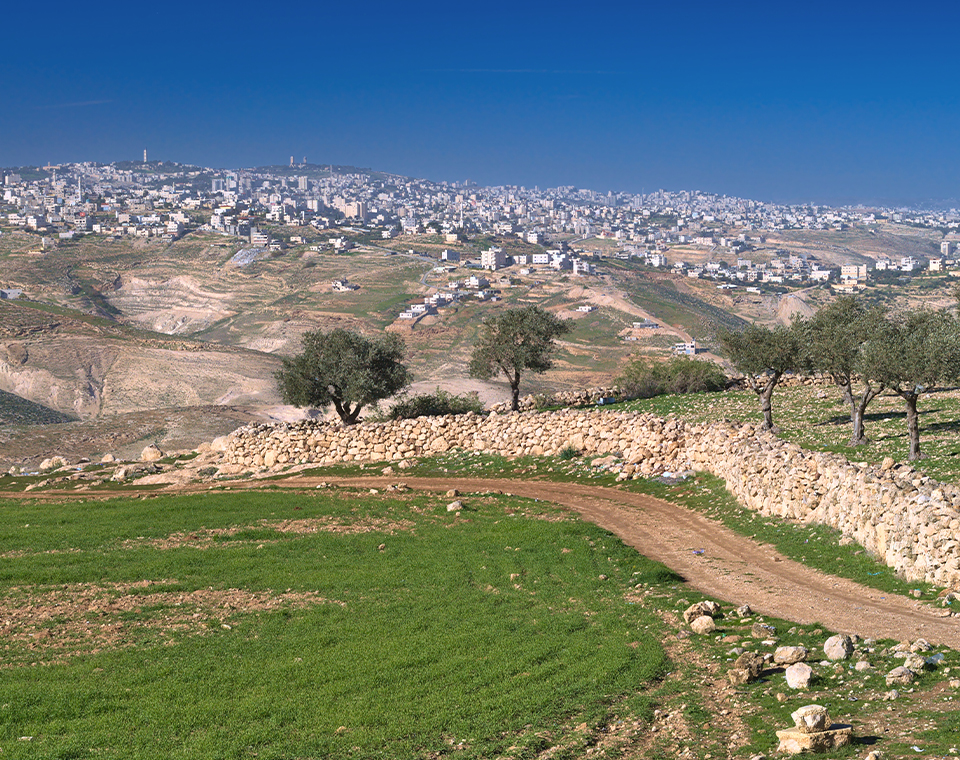 Wide shot of the surroundings of the city of Bethlehem in Jordan, with Israel Revealed.
