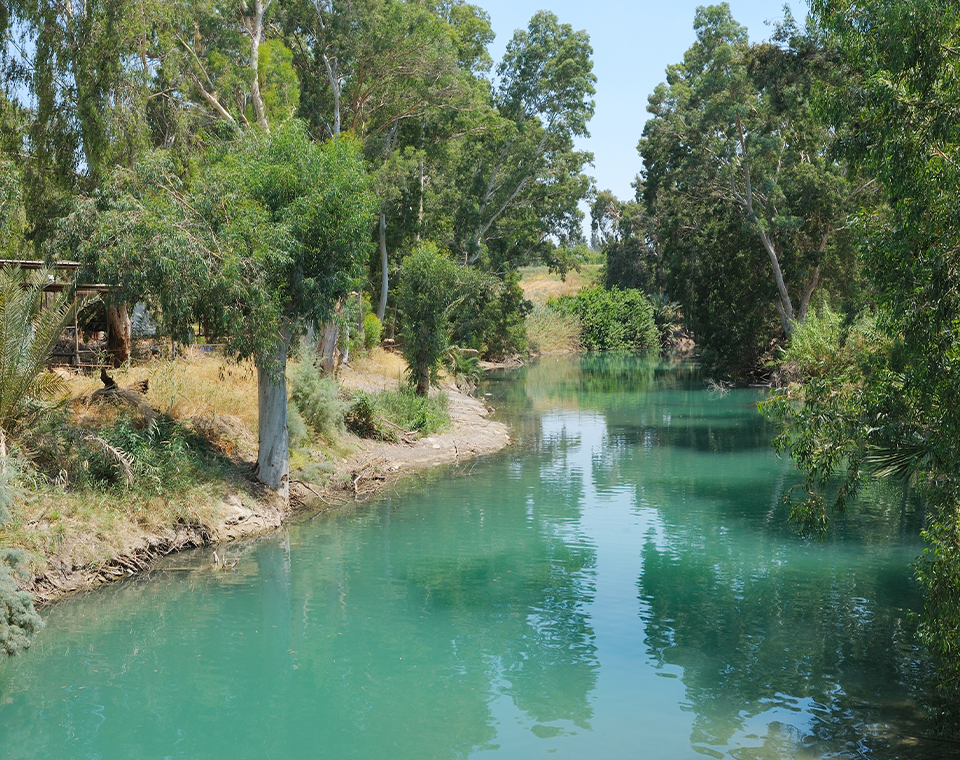 Biblical Jordan River landscape on an Israel Revealed tour with LDS licensed guides Daniel & Steven Rona.